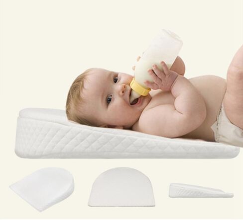 LUOOV Baby Wedge Pillow, Newborn Anti-Reflux Wedge Pillow, Anti-Roll, Nursing & Tummy Time-Pillow for Nursing Breastfeeding, 3D Breathable Air Mesh, Washable (White) in Saudi Arabia