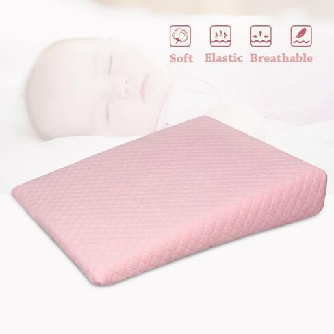 LUOOV Baby Wedge Pillow, Newborn Anti-Reflux Wedge Pillow, Anti-Roll, Nursing & Tummy Time-Pillow for Nursing Breastfeeding, 3D Breathable Air Mesh, Washable (White) in Saudi Arabia