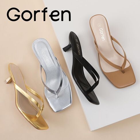 Women's Kitten Heel Sandals Square Toe Slip-On Flip Flop Heels Thong Sandals for Summer 2 Inch Heeled Sandals in Saudi Arabia