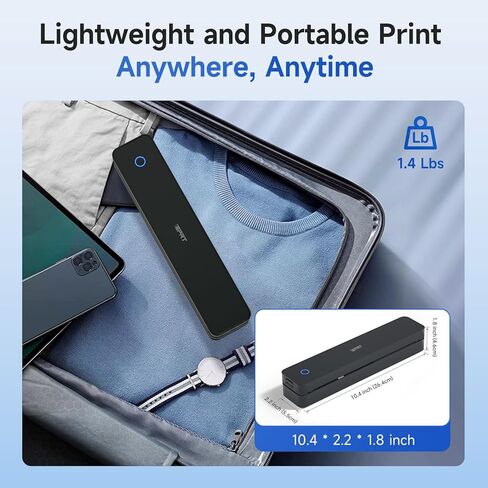 طابعة IDPRT المحمولة لاسلكية للسفر ، ودعم الطابعة الحرارية Bluetooth لرسالة أمريكية 8.5 "x11" ، غير متوافقة مع iOS ، Android ، الكمبيوتر المحمول للمكتب والسيارة والمنزل ، المدرسة (300DPI ، الأسود) in Kuwait