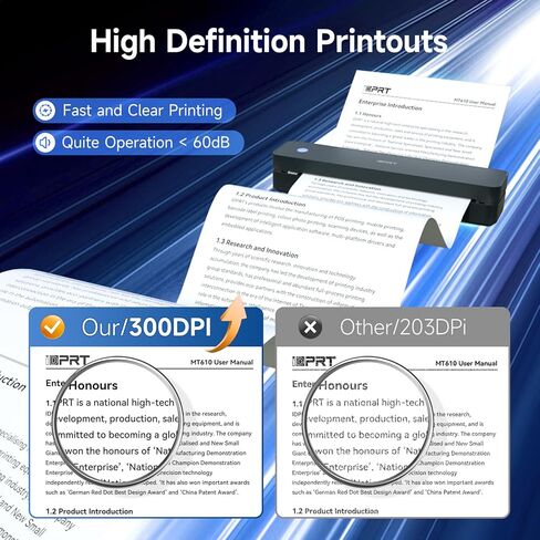 طابعة IDPRT المحمولة لاسلكية للسفر ، ودعم الطابعة الحرارية Bluetooth لرسالة أمريكية 8.5 "x11" ، غير متوافقة مع iOS ، Android ، الكمبيوتر المحمول للمكتب والسيارة والمنزل ، المدرسة (300DPI ، الأسود) in Kuwait