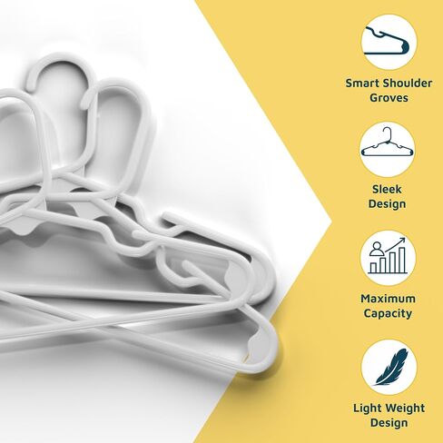 Plastic Kids Clothes Hanger – Children Clothes Hanger with Shoulder Notch, 11.6 Inch Space-Saving Closet Organizer for Baby, Toddler, and Kids Clothing, Hold Up to 5 lbs, Pack of 20, Black in Kuwait