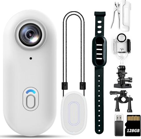 Action Mini Body Camera 128G with Audio & Video Recording - 4K Personal Civilian Wearable Small Cam - Tiny Pocket Vlogging Portable Hands Free Worn POV Recorder - Travel Pets Baby Family in Saudi Arabia