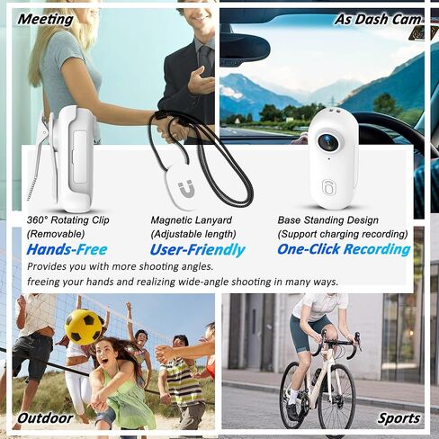 Action Mini Body Camera 128G with Audio & Video Recording - 4K Personal Civilian Wearable Small Cam - Tiny Pocket Vlogging Portable Hands Free Worn POV Recorder - Travel Pets Baby Family in Saudi Arabia