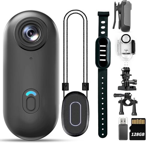 Action Mini Body Camera 128G with Audio & Video Recording - 4K Personal Civilian Wearable Small Cam - Tiny Pocket Vlogging Portable Hands Free Worn POV Recorder - Travel Pets Baby Family in Saudi Arabia