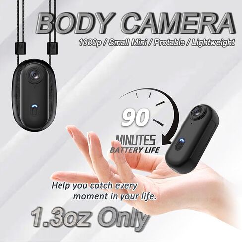Action Mini Body Camera 128G with Audio & Video Recording - 4K Personal Civilian Wearable Small Cam - Tiny Pocket Vlogging Portable Hands Free Worn POV Recorder - Travel Pets Baby Family in Saudi Arabia