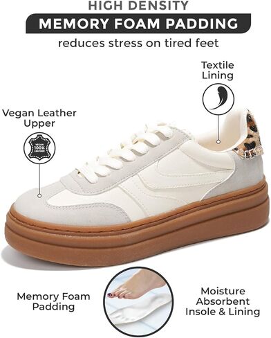 Project Cloud Lightweight Platform Sneakers for Women Footwear (Volley) | Memory Foam Insole for Comfortability; Non-Slip Casual Platform Shoes for Women Sneakers; Lightweight Lace-up Womens Shoes in Saudi Arabia
