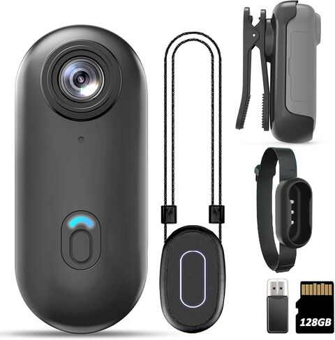 Action Mini Body Camera 128G with Audio & Video Recording - 4K Personal Civilian Wearable Small Cam - Tiny Pocket Vlogging Portable Hands Free Worn POV Recorder - Travel Pets Baby Family in Kuwait