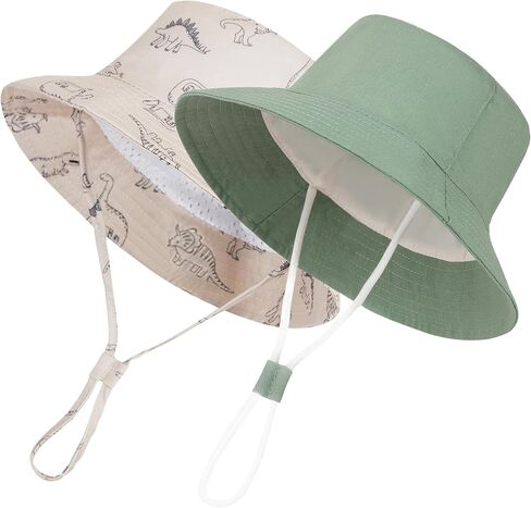 Urban Virgin 2-Packs Baby Sun Hat UPF 50+ Sun Protective Toddler Bucket Hat Summer Kids Beach Hats in Saudi Arabia