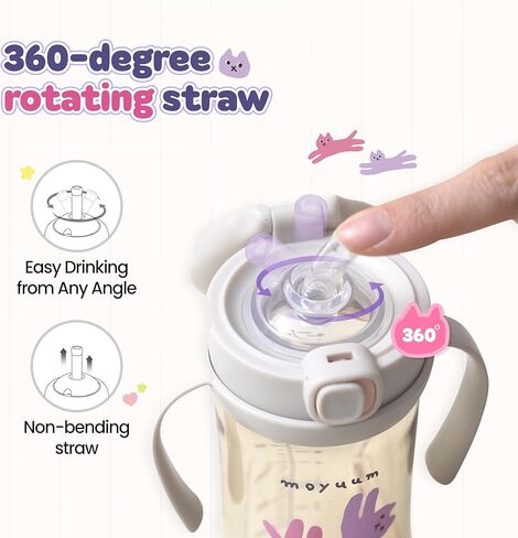 One Touch Straw Cup (Edition Friends) Sippy Cup with Straw with Handle For Baby ، تصميم تسرب واحد مقاوم للتسرب ، PPSU ، BPA Free (Yellow_9oz) in Kuwait