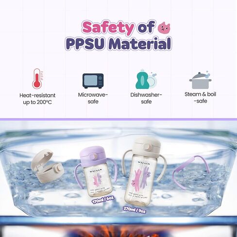 One Touch Straw Cup (Edition Friends) Sippy Cup with Straw with Handle For Baby ، تصميم تسرب واحد مقاوم للتسرب ، PPSU ، BPA Free (Yellow_9oz) in Kuwait