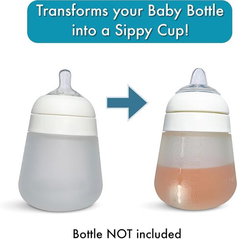 Sippy Cup Conversion Kit for Nanobébé Flexy Silicone Baby Bottles 2-Count | Soft Food Grade Silicone Sippy Spout Nipples, Weighted Straw and Straw Cleaning Brush | BPA Free | 4+ Months (Sippy Kit) in Kuwait