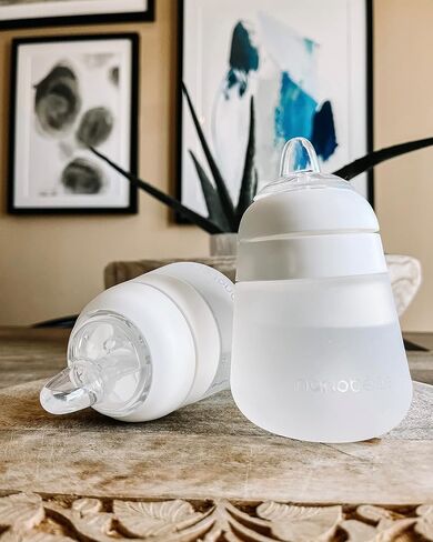 Sippy Cup Conversion Kit for Nanobébé Flexy Silicone Baby Bottles 2-Count | Soft Food Grade Silicone Sippy Spout Nipples, Weighted Straw and Straw Cleaning Brush | BPA Free | 4+ Months (Sippy Kit) in Kuwait