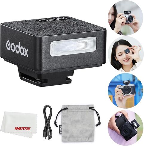 Godox iM20 Camera Flash, Mini Flash Speedlite,440 Full-Power Flashes,Single Contact Hotshoe,Built-in Lithium Battery for Fuji/Sony/Nikon/Canon/Olympus Camera (iM20 White) in Kuwait