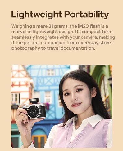 Godox iM20 Camera Flash, Mini Flash Speedlite,440 Full-Power Flashes,Single Contact Hotshoe,Built-in Lithium Battery for Fuji/Sony/Nikon/Canon/Olympus Camera (iM20 White) in Kuwait