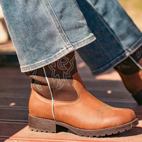 SheSole Ladies Western Cowboy Boots for Women Slip Resistant Cowgirl Work Boots Wide Calf Round Toe in Saudi Arabia