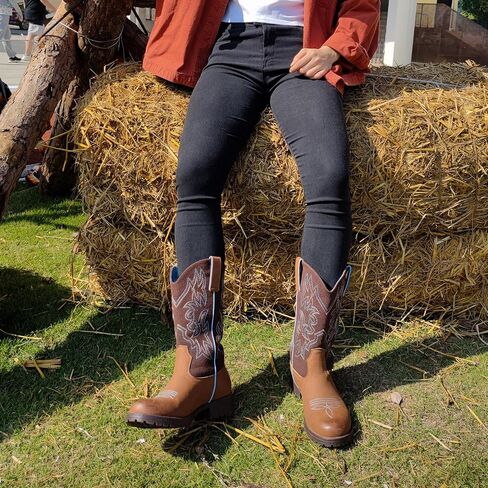 SheSole Ladies Western Cowboy Boots for Women Slip Resistant Cowgirl Work Boots Wide Calf Round Toe in Saudi Arabia