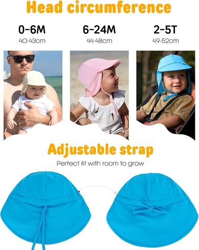 Furtalk Baby Sun Hat Summer Beach Hat Upf 50+ قابلة للتعديل لينة الطفل قبعة السباحة مع رفرف الرقبة in Kuwait