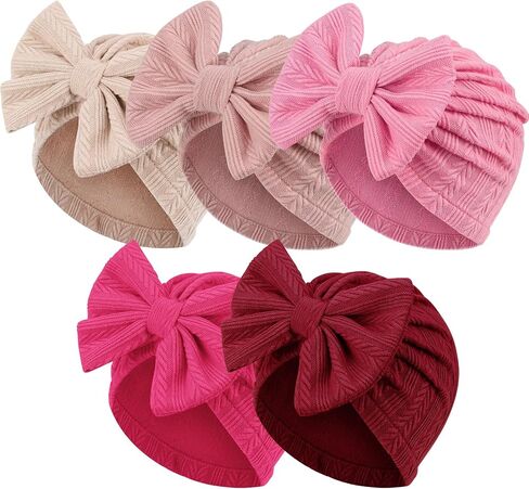 Newborn Baby Girl Hats with Bow Cotton Toddler Infant Beanie Cap Newborn Hospital Hats for Baby Girl Kid in Saudi Arabia