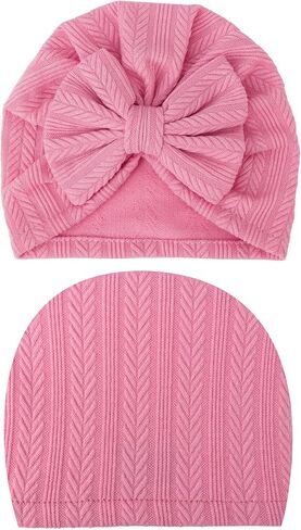 Newborn Baby Girl Hats with Bow Cotton Toddler Infant Beanie Cap Newborn Hospital Hats for Baby Girl Kid in Saudi Arabia
