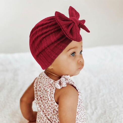 Newborn Baby Girl Hats with Bow Cotton Toddler Infant Beanie Cap Newborn Hospital Hats for Baby Girl Kid in Saudi Arabia