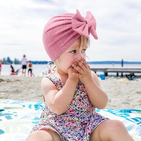 Newborn Baby Girl Hats with Bow Cotton Toddler Infant Beanie Cap Newborn Hospital Hats for Baby Girl Kid in Saudi Arabia