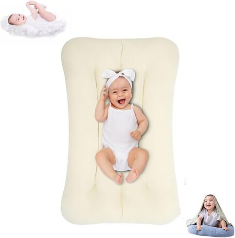 Baby Lounger 0-24 Months, Baby Lounger for Newborn, Soft Organic Cotton Breathable Lounger for Infants (Apricot Baby Lounger) in Saudi Arabia