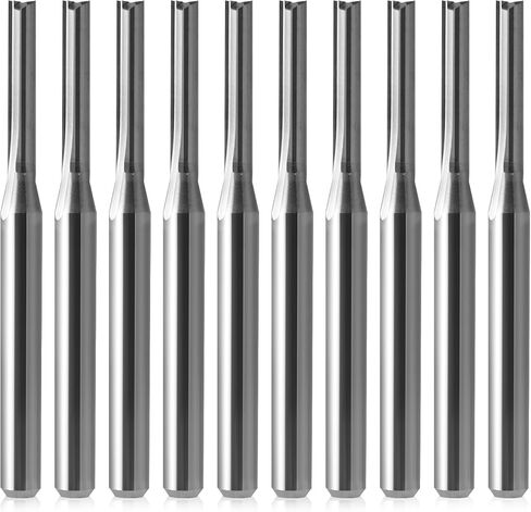 HOZLY CNC Router Bits 1/16 Straight Router Bit 1/8 Shank Straight Flute Carbide End Mill Cutter 2-Flute Milling Tungsten Steel 12mm CEL/38mm OAL for Woodworking 10 Pack (1/16 Cutting Dia) in Saudi Arabia
