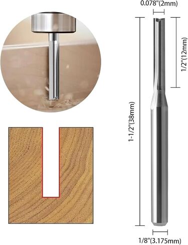 HOZLY CNC Router Bits 1/16 Straight Router Bit 1/8 Shank Straight Flute Carbide End Mill Cutter 2-Flute Milling Tungsten Steel 12mm CEL/38mm OAL for Woodworking 10 Pack (1/16 Cutting Dia) in Saudi Arabia