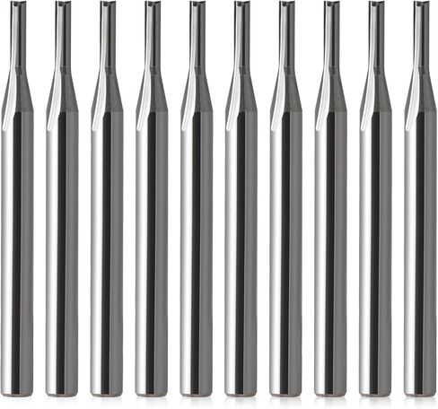 HOZLY CNC Router Bits 1/16 Straight Router Bit 1/8 Shank Straight Flute Carbide End Mill Cutter 2-Flute Milling Tungsten Steel 12mm CEL/38mm OAL for Woodworking 10 Pack (1/16 Cutting Dia) in Saudi Arabia