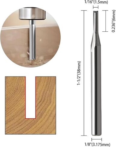 HOZLY CNC Router Bits 1/16 Straight Router Bit 1/8 Shank Straight Flute Carbide End Mill Cutter 2-Flute Milling Tungsten Steel 12mm CEL/38mm OAL for Woodworking 10 Pack (1/16 Cutting Dia) in Saudi Arabia