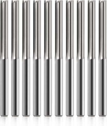 HOZLY CNC Router Bits 1/16 Straight Router Bit 1/8 Shank Straight Flute Carbide End Mill Cutter 2-Flute Milling Tungsten Steel 12mm CEL/38mm OAL for Woodworking 10 Pack (1/16 Cutting Dia) in Saudi Arabia