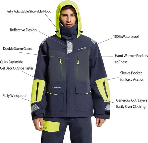 سترة وسروال مريلة للإبحار للرجال - مجموعة مكونة من 3 طبقات من Ocean PRO، مقاومة للماء، ومسامية، ومتينة in Kuwait