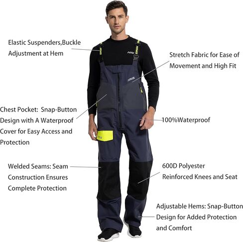 سترة وسروال مريلة للإبحار للرجال - مجموعة مكونة من 3 طبقات من Ocean PRO، مقاومة للماء، ومسامية، ومتينة in Kuwait