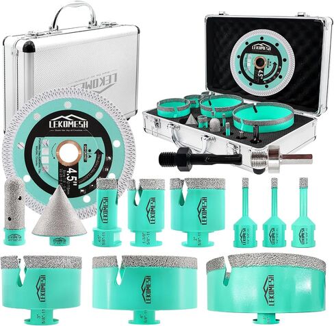 Tile Hole Saw Kit for Porcelain Tile-(6/6/8/20/35/50/75/100/125mm+Finger Bit+Chamfer Bit+Adapter+Tile Blade) Diamond Tile Drill Bits Precision Cutting for Ceramic Marble,5/8"-11 Thread in Saudi Arabia