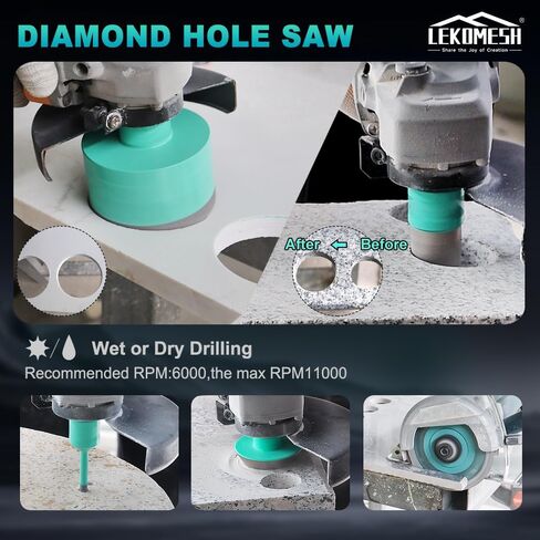 Tile Hole Saw Kit for Porcelain Tile-(6/6/8/20/35/50/75/100/125mm+Finger Bit+Chamfer Bit+Adapter+Tile Blade) Diamond Tile Drill Bits Precision Cutting for Ceramic Marble,5/8"-11 Thread in Saudi Arabia