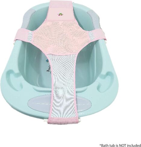Baby Bath Seat Infant Bathing Support Mat Carried with 4 Adjustable Safety Support Clip, Non- Slip Net, Comfortable Baby Shower Support Bathtub Sit Up Mesh for New-Born (Pink) in Saudi Arabia