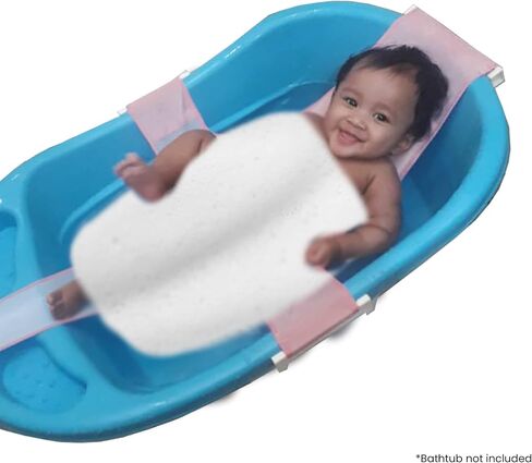 Baby Bath Seat Infant Bathing Support Mat Carried with 4 Adjustable Safety Support Clip, Non- Slip Net, Comfortable Baby Shower Support Bathtub Sit Up Mesh for New-Born (Pink) in Saudi Arabia