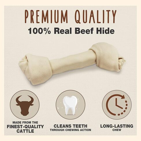 Cadet Premium Grade Beef Hide for Dogs, Long Lasting Rawhide Knotted Bones Single Ingredient Dog Chews, 4"-5" Dog Bones, 2 Pounds in Kuwait