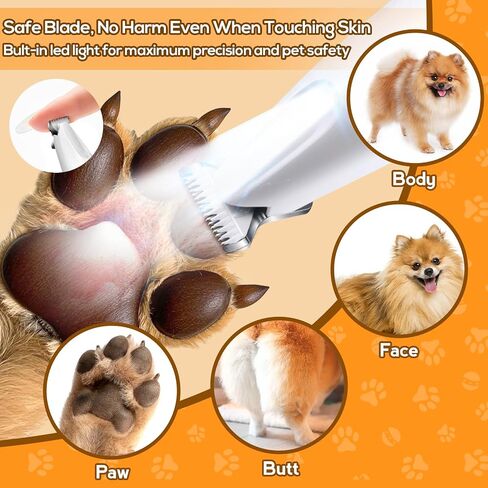 AIERSA Pet Micro Precision Trimmer,2024 New Upgrade Dog Paw Trimmer with LED Light,Quiet Pet Hair Trimmer,Waterproof Pet Shaver for Grooming,Electric Paw Clippers for Large/Small Dogs and Cats in Saudi Arabia