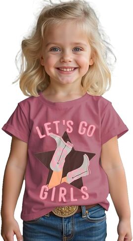CM C & M Wodro Toddler Baby Girl Rodeo Western Cowgirl T-Shirt Funny Let Go Go Girl Boots Shirt Shirt Shirt Summer Teake Tops in Kuwait
