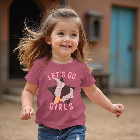 CM C & M Wodro Toddler Baby Girl Rodeo Western Cowgirl T-Shirt Funny Let Go Go Girl Boots Shirt Shirt Shirt Summer Teake Tops in Kuwait