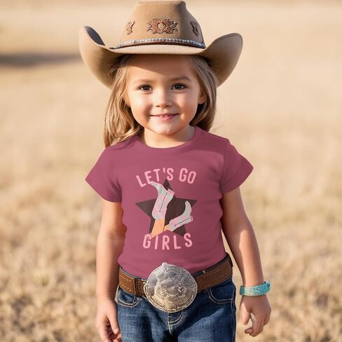 CM C & M Wodro Toddler Baby Girl Rodeo Western Cowgirl T-Shirt Funny Let Go Go Girl Boots Shirt Shirt Shirt Summer Teake Tops in Kuwait