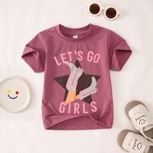 CM C & M Wodro Toddler Baby Girl Rodeo Western Cowgirl T-Shirt Funny Let Go Go Girl Boots Shirt Shirt Shirt Summer Teake Tops in Kuwait