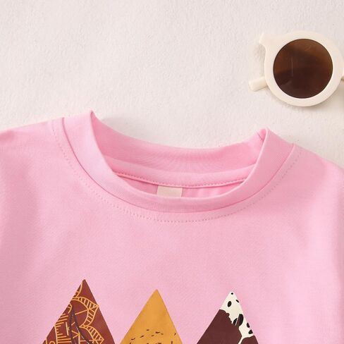 MODNTOGA Toddler Baby Girl Rodeo Cow Skull Shirt Retro Cowgirl Graphic T-Shirt Western Cow Print Summer Tee Short Sleeve Tops in Saudi Arabia