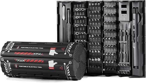 VMAN Electric Screwdriver Kit, 138 in 1 Precision Electric Screwdriver, 120 S2 Metal Magnetic Bits, LED Light, 3.7V Rated Voltage, Repair Tool Kit for Phone Watch Camera Laptop PC, Black-Red in Saudi Arabia