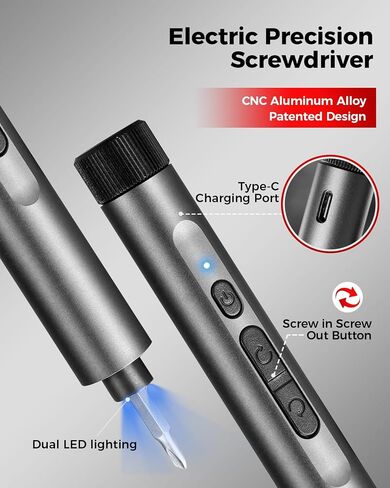 VMAN Electric Screwdriver Kit, 138 in 1 Precision Electric Screwdriver, 120 S2 Metal Magnetic Bits, LED Light, 3.7V Rated Voltage, Repair Tool Kit for Phone Watch Camera Laptop PC, Black-Red in Saudi Arabia