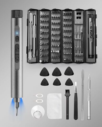 VMAN Electric Screwdriver Kit, 138 in 1 Precision Electric Screwdriver, 120 S2 Metal Magnetic Bits, LED Light, 3.7V Rated Voltage, Repair Tool Kit for Phone Watch Camera Laptop PC, Black-Red in Saudi Arabia