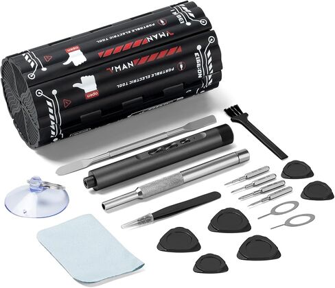 VMAN Electric Screwdriver Kit, 138 in 1 Precision Electric Screwdriver, 120 S2 Metal Magnetic Bits, LED Light, 3.7V Rated Voltage, Repair Tool Kit for Phone Watch Camera Laptop PC, Black-Red in Saudi Arabia