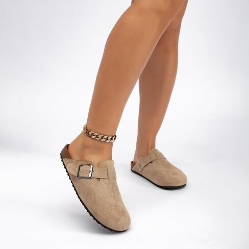 بغال جلدية أنيقة من جلد الغزال والبغال الأنيقة مع دعم القوس وأحذية Corked Footip's Clogs in Kuwait